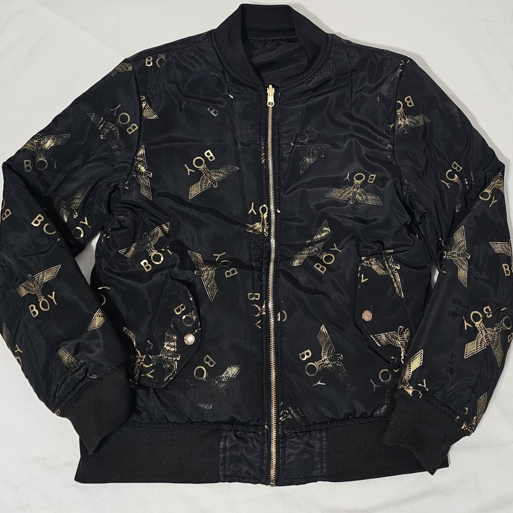 BOY London Reversible Bomber Jacket Black Gold Eagle Streetwear MA-1 - Picture 3 of 8